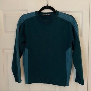 Maremma Merino Wool Blend Blue Colourblock Crewneck Pullover Sweater Large